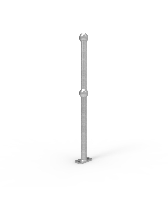 Ball Fence End Post Surface Mounted Galvanised Barrier