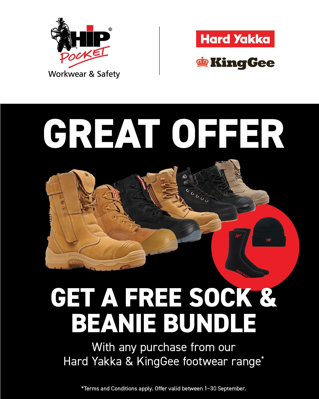 Hard Yakka x King Gee - Free Sock & Beanie Bundle