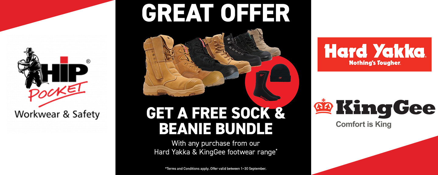 Hard Yakka x King Gee - Free Sock & Beanie Bundle