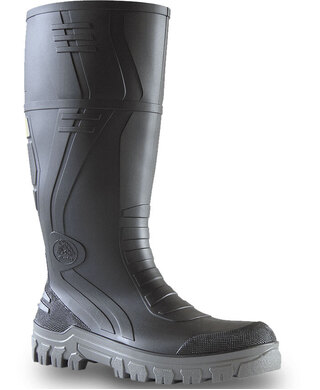 WORKWEAR, SAFETY & CORPORATE CLOTHING SPECIALISTS - Jobmaster 3 Gumboots - Black / Grey PVC 400mm Safety Gumboot