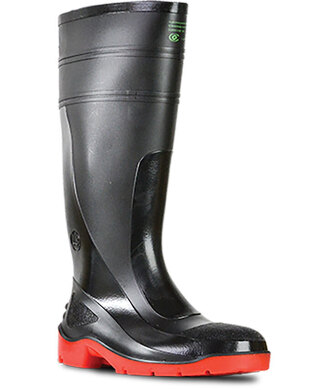 WORKWEAR, SAFETY & CORPORATE CLOTHING SPECIALISTS - Utility Gumboots - Utility 400 - Black / Red PVC 400mm Safety Toe Gumboot