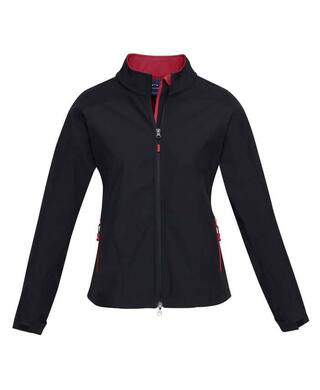 WORKWEAR, SAFETY & CORPORATE CLOTHING SPECIALISTS - Geneva Ladies Softshell Jacket-Black / Red-XL