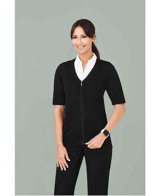 WORKWEAR, SAFETY & CORPORATE CLOTHING SPECIALISTS - Womens Zip Front S/S Cardigan