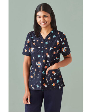 WORKWEAR, SAFETY & CORPORATE CLOTHING SPECIALISTS - Space Party Womens Scrub Top