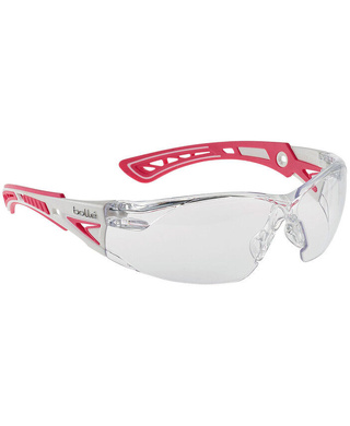 WORKWEAR, SAFETY & CORPORATE CLOTHING SPECIALISTS RUSH+ SMALL Pink / White Temples PLATINUM AS/AF Clear Lens - Proudly Supporting Breast Cancer Network Australia