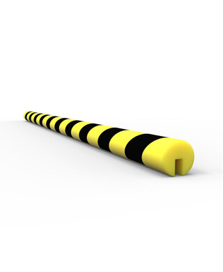 WORKWEAR, SAFETY & CORPORATE CLOTHING SPECIALISTS - Anti Collision Strip 1m Polyurethane Black/Yellow - C Profile