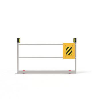 WORKWEAR, SAFETY & CORPORATE CLOTHING SPECIALISTS Ball Fence Roller Gate 1500mm Opening Yellow Gate Body with Mill Finished Aluminium Hoop