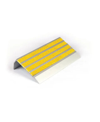 WORKWEAR, SAFETY & CORPORATE CLOTHING SPECIALISTS - Stair Nosing 83 x 37 x 3620mm Natural Anodised with Carborundum Infill - Yellow