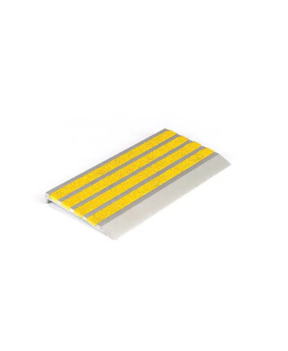 WORKWEAR, SAFETY & CORPORATE CLOTHING SPECIALISTS - Stair Nosing 76 x 10 x 3620mm Natural Anodised with Carborundum Infill - Yellow