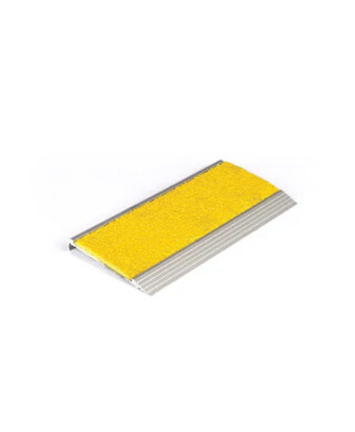 WORKWEAR, SAFETY & CORPORATE CLOTHING SPECIALISTS - Stair Nosing 75 x 10 x 3620mm Natural Anodised with FRP Insert - Yellow