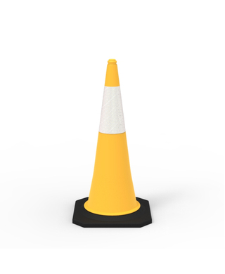 WORKWEAR, SAFETY & CORPORATE CLOTHING SPECIALISTS - Traffic Cone - 1000mm Reflective - Yellow - Value Pack of 10