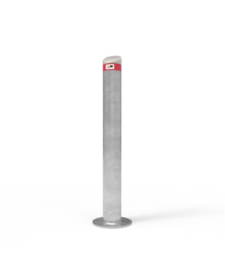 WORKWEAR, SAFETY & CORPORATE CLOTHING SPECIALISTS - Bollard 140mm Surface Mounted with Cast Aluminium Angled Cap - Galvanised