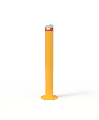 WORKWEAR, SAFETY & CORPORATE CLOTHING SPECIALISTS - Bollard 140mm Surface Mounted with Cast Aluminium Angled Cap - Galv and Powder Coated