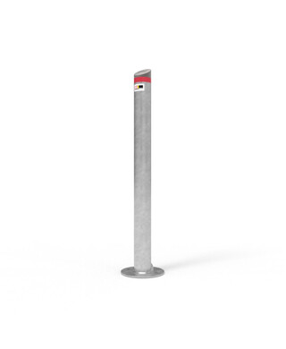 WORKWEAR, SAFETY & CORPORATE CLOTHING SPECIALISTS - Bollard 90mm Surface Mounted with Cast Aluminium Angled Cap - Galvanised