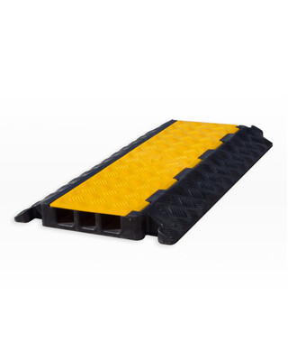 WORKWEAR, SAFETY & CORPORATE CLOTHING SPECIALISTS Cable Protector - 3 Channel - Rubber with Rubber/Plastic Lid - Black/Yellow