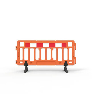 WORKWEAR, SAFETY & CORPORATE CLOTHING SPECIALISTS Plastic Fence Barrier with Rubber Foot 2000 x 1000mm - Hi-vis Orange with Reflective Panels