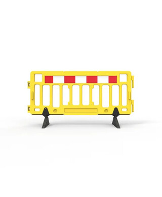 WORKWEAR, SAFETY & CORPORATE CLOTHING SPECIALISTS Plastic Fence Barrier with Rubber Foot 2000 x 1000mm - Hi-vis Yellow with Reflective Panels