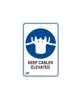 WORKWEAR, SAFETY & CORPORATE CLOTHING SPECIALISTS - Pilot Sign - Keep Cables Elevated - 300 x 450 x 1.4mm Polypropylene