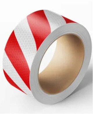 WORKWEAR, SAFETY & CORPORATE CLOTHING SPECIALISTS - Reflective Tape 50mm x 5m Roll Class 1 - Red/White