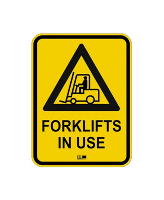 WORKWEAR, SAFETY & CORPORATE CLOTHING SPECIALISTS - Sign - Forklifts in Use with Symbol - Polypropylene