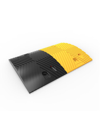 WORKWEAR, SAFETY & CORPORATE CLOTHING SPECIALISTS - Round Rubber Speed Hump Body 500mm - Black/Yellow