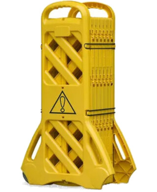 WORKWEAR, SAFETY & CORPORATE CLOTHING SPECIALISTS - Mobile Expanding Safety Barrier - Polyethylene Yellow