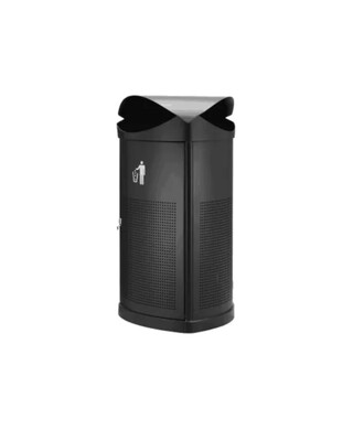 WORKWEAR, SAFETY & CORPORATE CLOTHING SPECIALISTS - Outdoor Waste Bin - Rain Top 55lt - Powder Coated Black