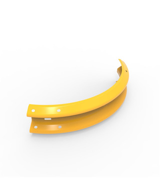 WORKWEAR, SAFETY & CORPORATE CLOTHING SPECIALISTS - W-Beam Rail 90 Degree External Curve Radius 75cm - Galvanised and Powder Coated Yellow