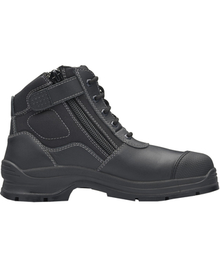 WORKWEAR, SAFETY & CORPORATE CLOTHING SPECIALISTS - 319 - Workfit - Black Leather zip side ankle safety hiker