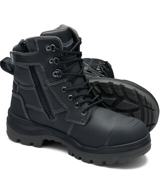 WORKWEAR, SAFETY & CORPORATE CLOTHING SPECIALISTS - 8071 - RotoFlex Black water-resistant Platinum leather 150mm zip sided safety boot