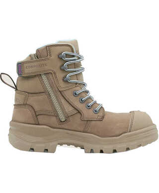 WORKWEAR, SAFETY & CORPORATE CLOTHING SPECIALISTS - 8863 - RotoFlex - Womens Stone water-resistant nubuck 150mm zip side safety boot