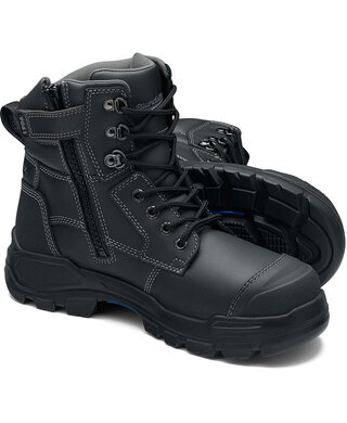 WORKWEAR, SAFETY & CORPORATE CLOTHING SPECIALISTS - 9061 - RotoFlex Black water-resistant Platinum leather 150mm zip sided safety boot