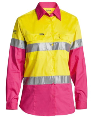 WORKWEAR, SAFETY & CORPORATE CLOTHING SPECIALISTS Womens Taped Hi Vis Cool Lightweight Drill Shirt