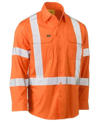 WORKWEAR, SAFETY & CORPORATE CLOTHING SPECIALISTS TAPED X-BACK BIOMOTION COOL LIGHTWEIGHT HI VIS DRILL SHIRT - LONG SLEEVE 1