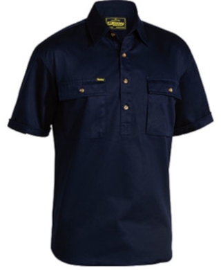 WORKWEAR, SAFETY & CORPORATE CLOTHING SPECIALISTS - Closed Front Cotton Drill Shirt - Short Sleeve