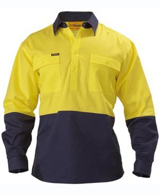 WORKWEAR, SAFETY & CORPORATE CLOTHING SPECIALISTS Closed Front Hi Vis Drill Shirt - Long Sleeve