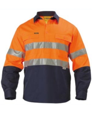 WORKWEAR, SAFETY & CORPORATE CLOTHING SPECIALISTS - 3M Taped Closed Front Hi Vis Drill Shirt - Long Sleeve