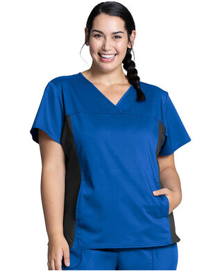 WORKWEAR, SAFETY & CORPORATE CLOTHING SPECIALISTS Revolution - Ladies V-Neck Knit Panel Top