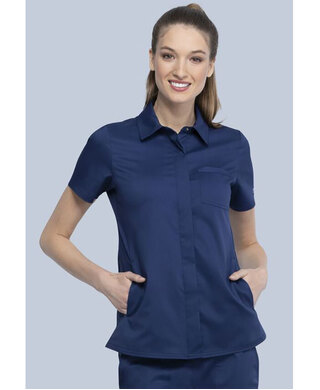 WORKWEAR, SAFETY & CORPORATE CLOTHING SPECIALISTS Revolution - Ladies Hidden Snap Front Collar Shirt