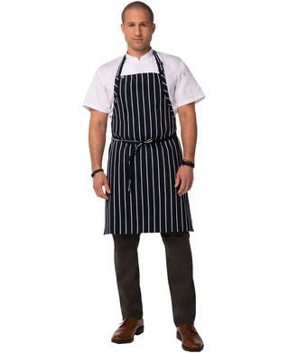 WORKWEAR, SAFETY & CORPORATE CLOTHING SPECIALISTS Navy / White Pin Striped Bib Apron No Pocket