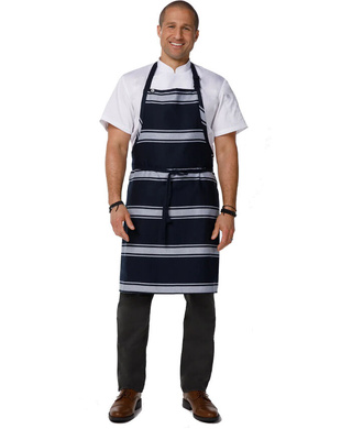 WORKWEAR, SAFETY & CORPORATE CLOTHING SPECIALISTS Navy Butcher Stripe Bib Apron