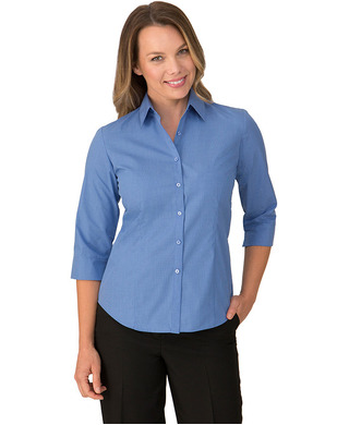 WORKWEAR, SAFETY & CORPORATE CLOTHING SPECIALISTS - Micro Check Blouse 3/4 Sleeve Shirt - Ladies