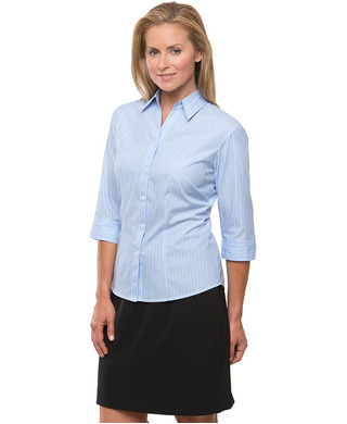 WORKWEAR, SAFETY & CORPORATE CLOTHING SPECIALISTS - Shadow Stripe 3/4 Sleeve Shirt - Ladies