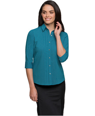 WORKWEAR, SAFETY & CORPORATE CLOTHING SPECIALISTS - City-Stretch Spot 3/4 Shirt - Ladies