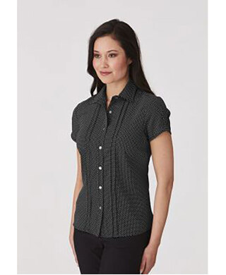 WORKWEAR, SAFETY & CORPORATE CLOTHING SPECIALISTS - City-Stretch Spot Cap Sleeve Shirt - Ladies