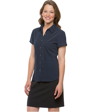 WORKWEAR, SAFETY & CORPORATE CLOTHING SPECIALISTS - City-Stretch Spot Cap Sleeve Shirt - Ladies