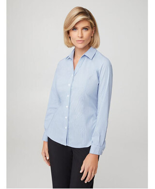 WORKWEAR, SAFETY & CORPORATE CLOTHING SPECIALISTS - City Stretch - Pinfeather Long Sleeve Shirt - Ladies