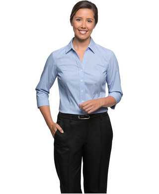 WORKWEAR, SAFETY & CORPORATE CLOTHING SPECIALISTS - City Stretch Pinfeather - 3/4 Sleeve Shirt - Ladies