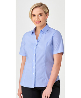 WORKWEAR, SAFETY & CORPORATE CLOTHING SPECIALISTS - City Stretch Pinfeather - Short Sleeve Shirt - Ladies