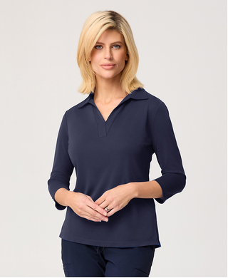 WORKWEAR, SAFETY & CORPORATE CLOTHING SPECIALISTS - Ella   Slv Detail Polo Top w/side Splits